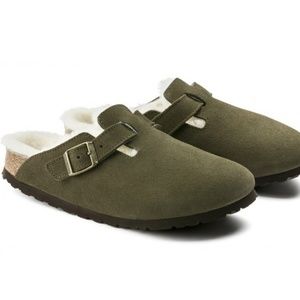 birkenstock boston shearling forest